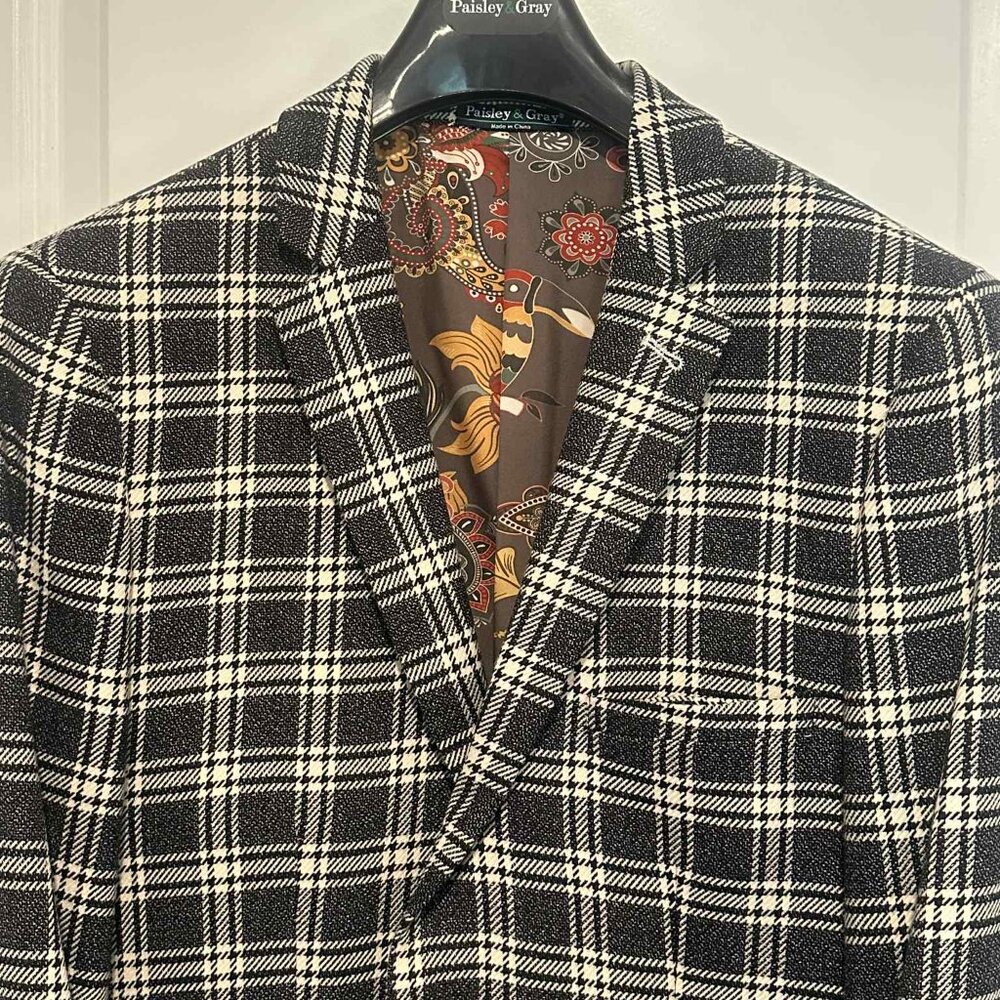 Dover Notch Jacket - slim - Black Wht Silver Check - Picture 3 of 6